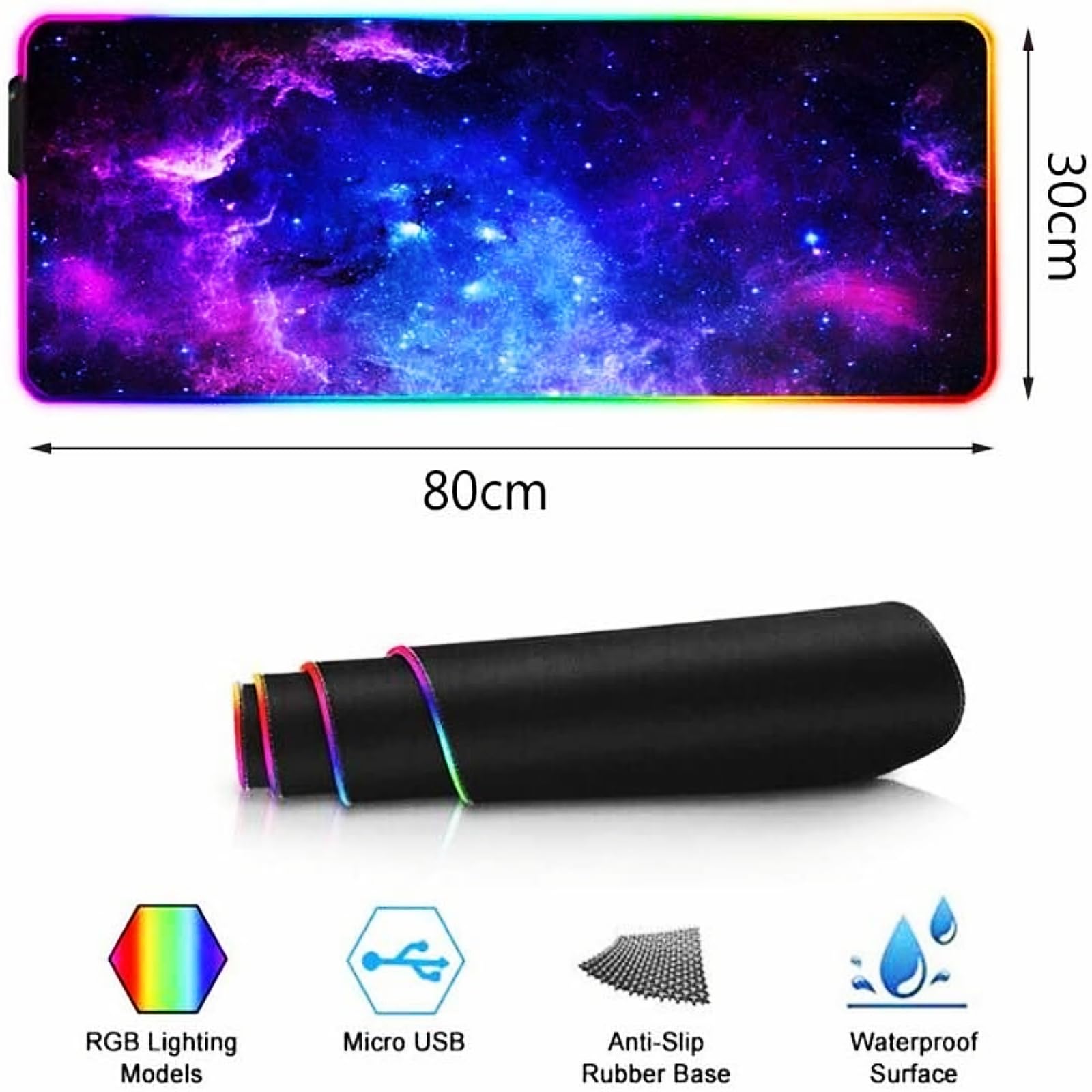 TEKXDD RGB Gaming Mouse Pad - Mousepad, XXL Extended 12 LED Modes Mouse Desk Pad 31.5X 11.8inch, Non-Slip Rubber Base, Desk Mat Mousepad for Computers, PC, Laptop and Office