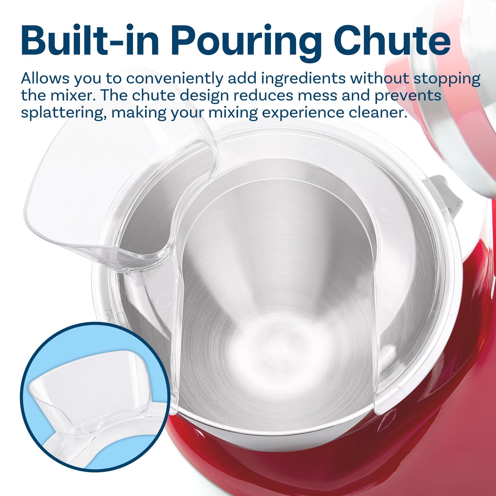 Pouring Shield for KitchenAid 4.5-5 Quart Tilt-Head Stand Mixers Artisan & Classic Series by MMOBIEL – Pouring Chute & Prevent Splattering – Splash Guard for Stainless Steel, Glass & Ceramic Bowls