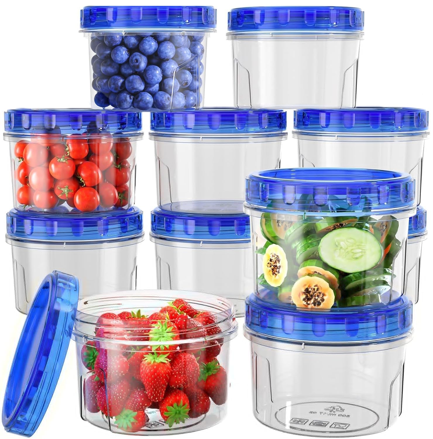 Deli Food Storage Containers with Airtight Lids (10 Sets - 16 oz), Meal Prep Containers with Lids Reusable, Stackable, Suitable for Lunch, Salad, Leftover, Soup, Oats, Ice Cream