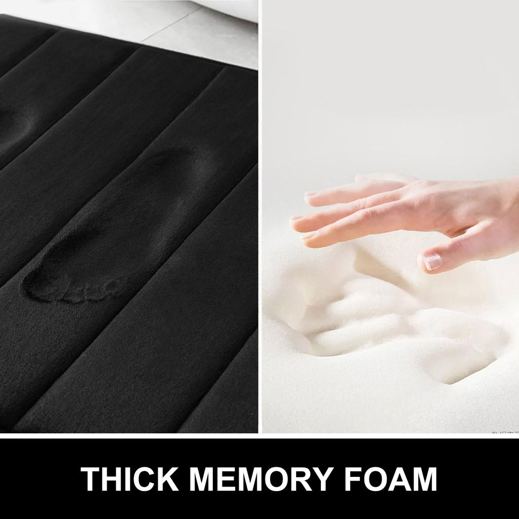 OLANLY Soft Memory Foam Bath Mat, Non-Slip and Super Absorbent Bathroom Mat, Machine Washable Quick Dry Bath Mats for Bathroom, Shower, and Tub, 16" x 24", Black