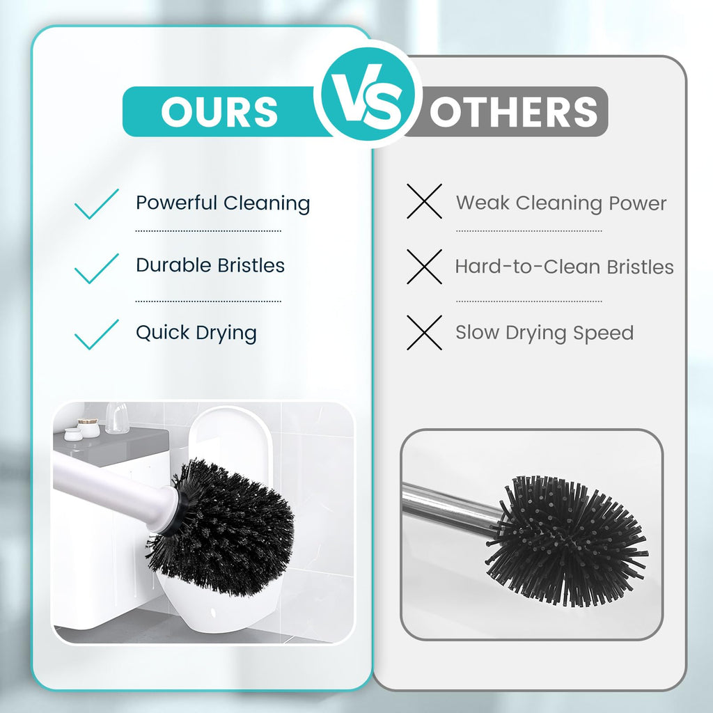 Toilet Brush Toilet Bowl Cleaner Brush and Holder with Dense Durable Scrubbing Bristles Black Toilet Scrubber for Bathroom Deep Cleaning