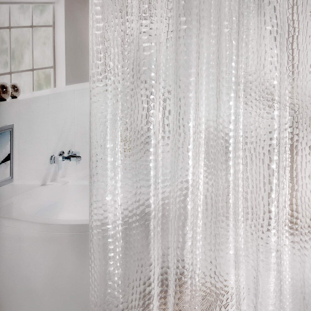 WELTRXE Heavy Duty EVA Shower Curtain Liner with Magnets Waterproof 3D Water Cube Clear Bathroom Shower Curtains,No Smell,72x72 Inch,12 Hooks