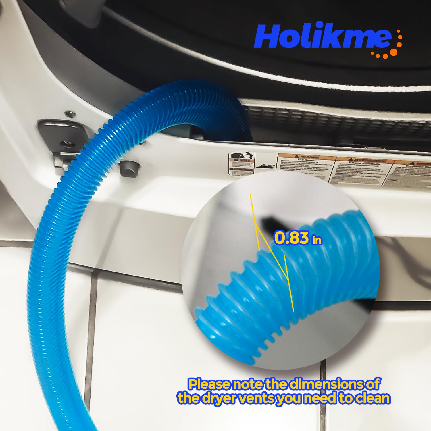 Holikme 1 Pieces Dryer Vent Cleaning Kit,Vacuum Attachment and Flexible Dryer Lint Brush, Vacuum Hose Attachment Brush Lint Remover Power Washer, Blue