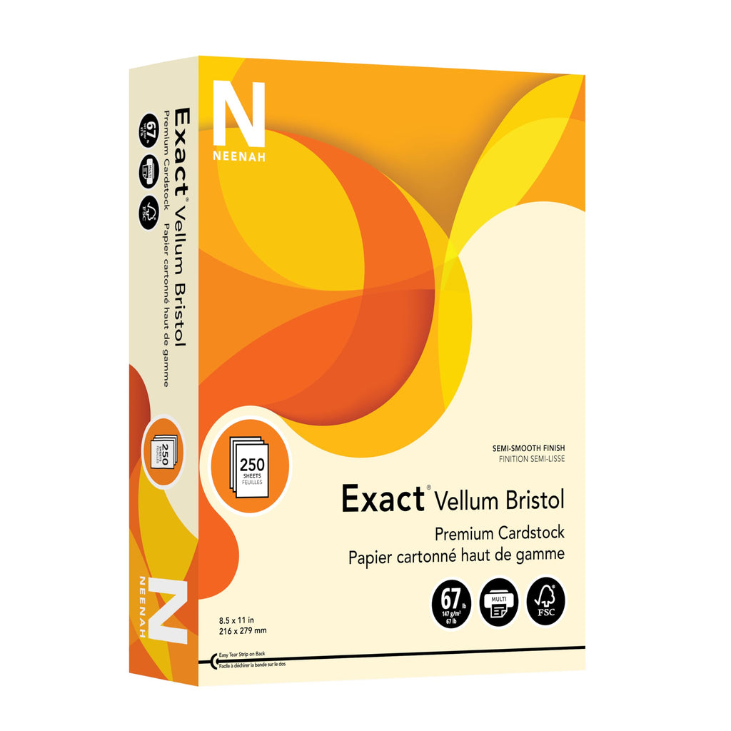 Neenah 81368 Wausau Vellum Bristol Cardstock, 67 lb, 8.5 x 11 Inch, Pastel Ivory, 250 Sheets