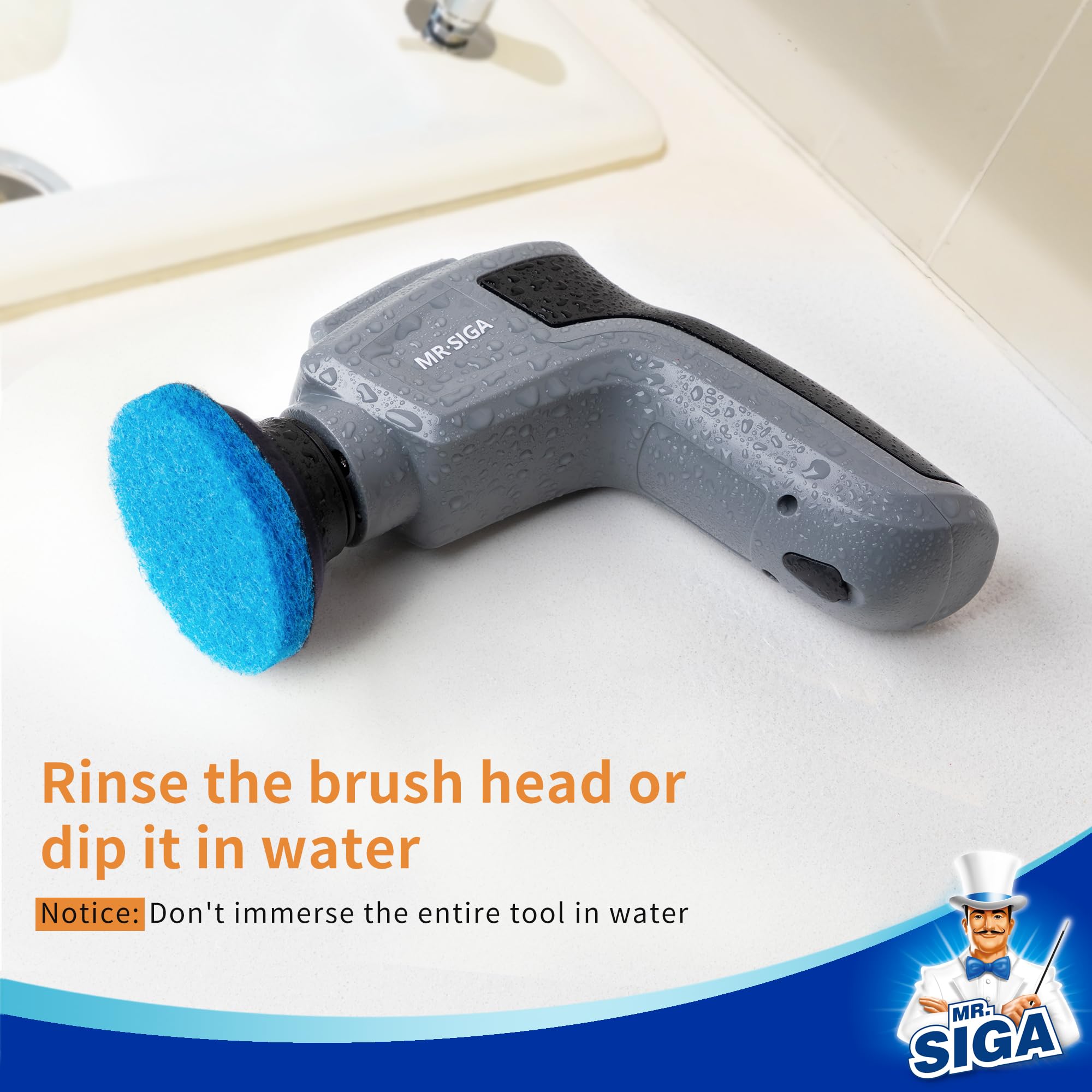 MR.SIGA Non-Scratch Pad Refills for Electric Spin Scrubber, 10 Pack