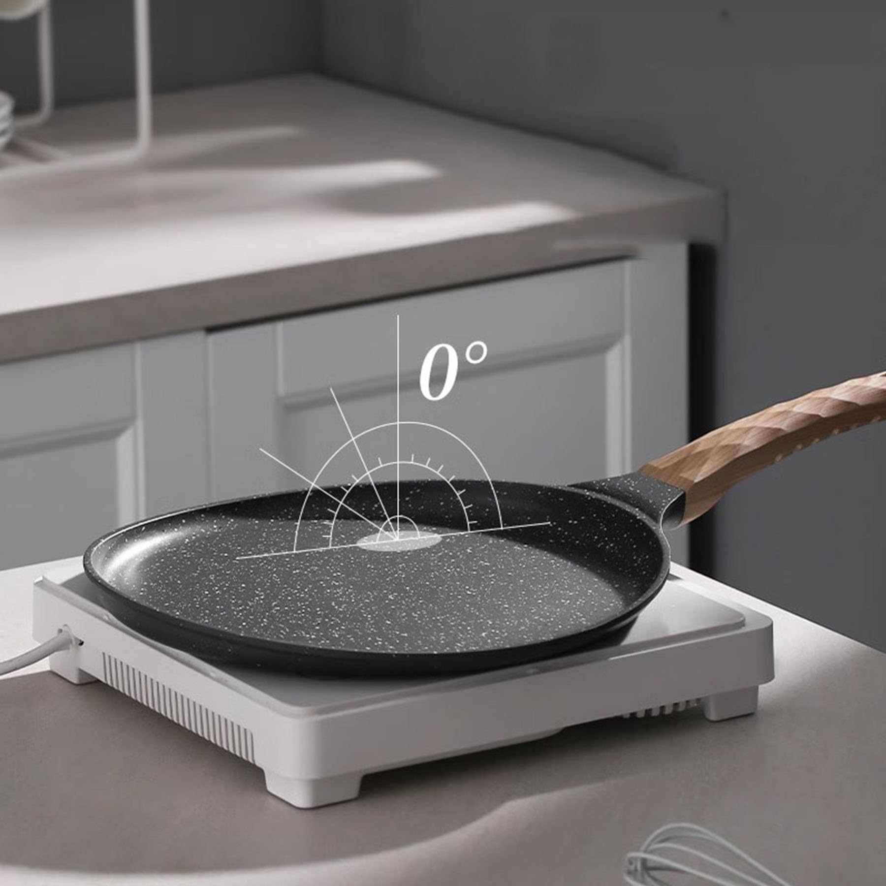 Nonstick Crepe Pan,Medical Stone Coating Dosa Pan Pancake Flat Skillet Tawa Griddle 10-Inch with Spreader,Induction Compatible