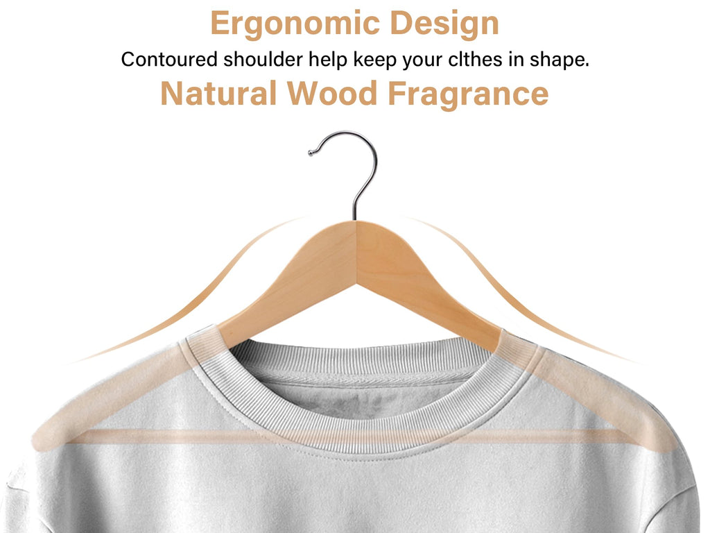 StorageWorks Wooden Hangers 6 Pack, Extra Wide Shoulder Wood Coat Hanger for Coats, Shirts, Jackets, Pants, Suits, Natural Wood Color
