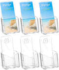 Brochure Holder Stand, 6 Pack 4 inches Acrylic Pamphlet Display Stand Wall Mount/Countertop, Clear Plastic Trifold Rack Card Holder for Organizer Flyer, Leaflets, Document, Literature
