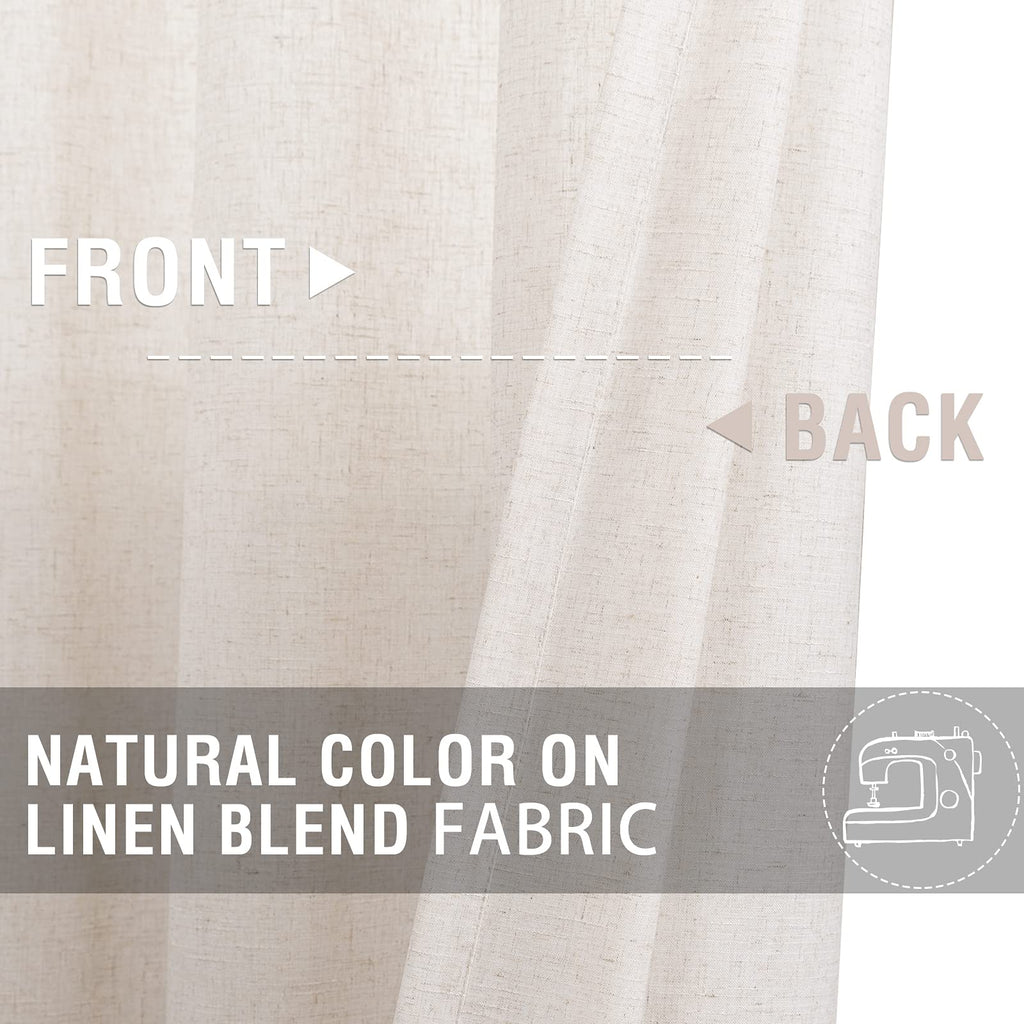 JINCHAN Tier Curtains Linen Textured Small Cafe Curtain Long Curtains for Kitchen Window Treatment Set 24 Inches 2 Panels Crude
