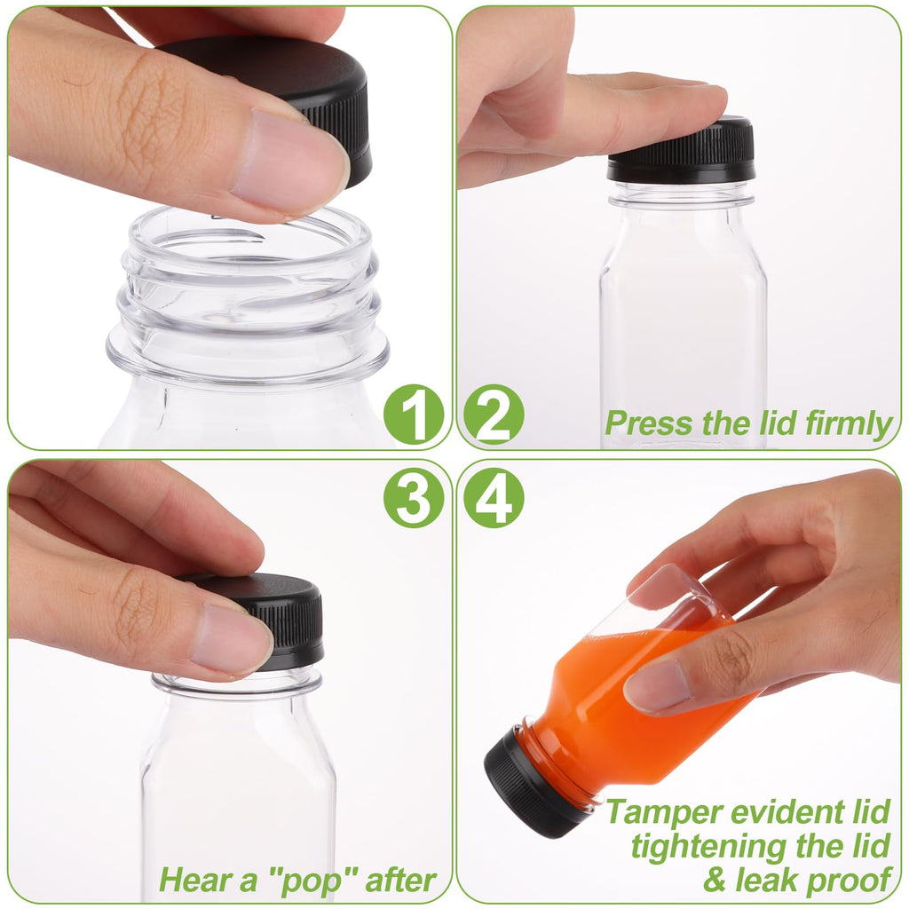 JMIATRY 30PCS Plastic Shot Bottles with Lids 4oz/120ml Ginger Shots Bottles Resuable Juice Bottles Clear Small Bottles for Juicing Shots Mini Fridge, Juices, Water