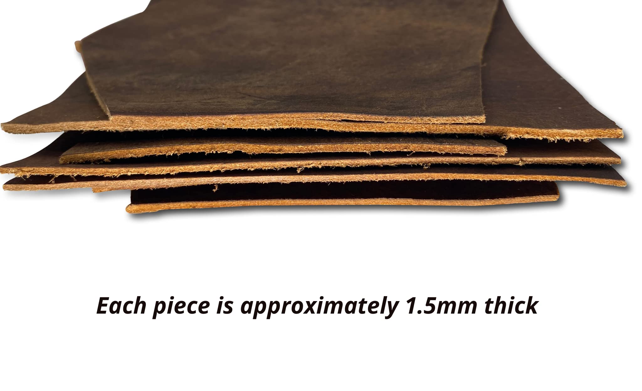 Wanderings Leather Scraps for Leatherworking– 3lbs Mixed Sizes Shapes with 36" Cord - Full Grain Buffalo Leather Remnants from Journal Making - Great for Jewelry Wallets Cricut Arts Crafts