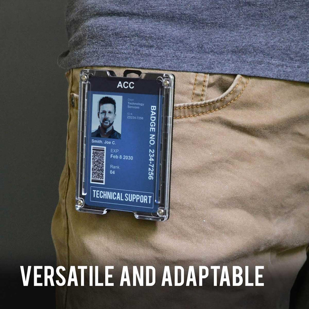 GOVO Badge Holder/Wallet - Durable Polycarbonate ID/Credit Holder with Metal Clip and 4 Cards Slot (Holds 1to 4 Cards) Black