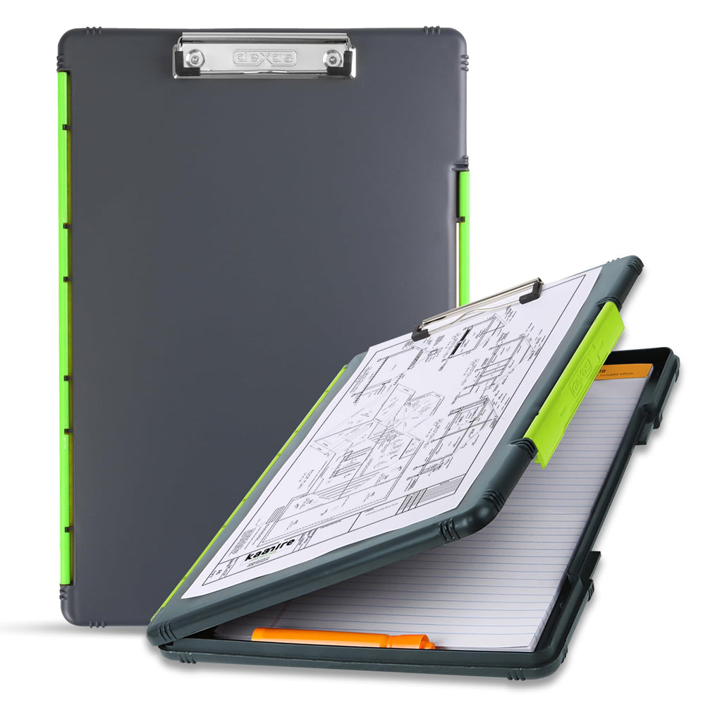 Dexas XL Legal Size Slimcase Storage Clipboard, Gray with Green Clip