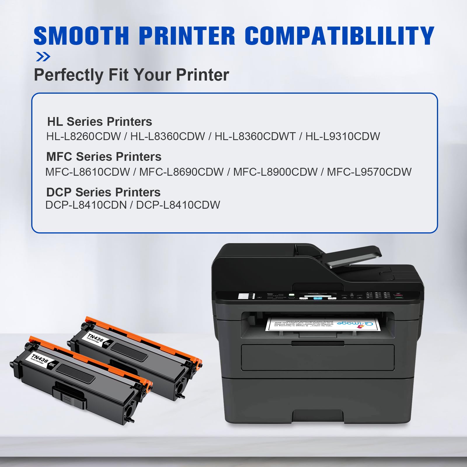 TN436BK TN436 Compatible Toner Cartridge Replacement for TN436 TN 436 TN436BK TN433 TN431 Work with MFC-L8900CDW HL-L8360CDW MFC-L8610CDW MFC-L9570CDW HL-L8260CDW Printers(2 Black)