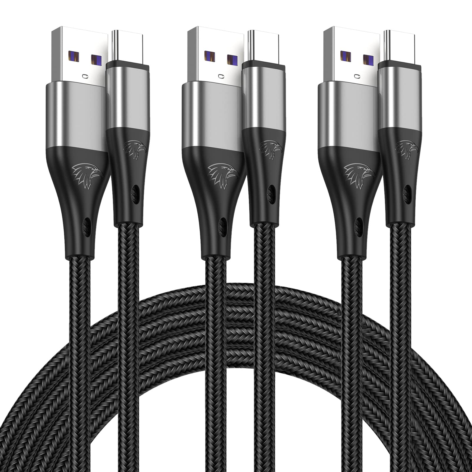 HALIHALL Extra Long 16FT USB Type C Cable Fast Charging, 3pack Premium Nylon Braided 3A Rapid Charger Cord, to A Compatible for Samsung Galaxy S21 S20 S10 S9 S8 Plus, Note 20 10 9 8, LG V50 V40 G8