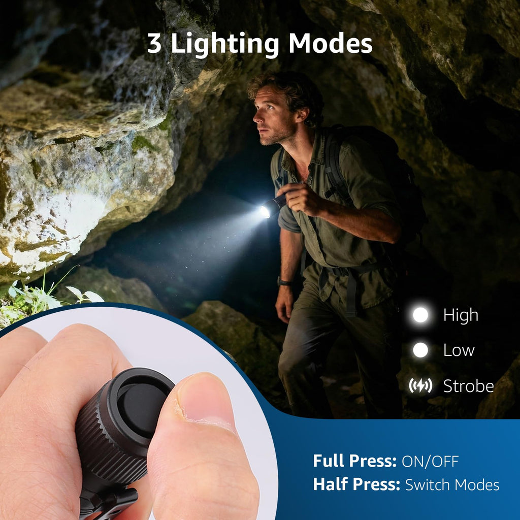 Lepro Flashlight, Led Flashlight with AA Battery Included, LED Torch for Emergency Camping Hiking Dog Walking, Halloween, Christmas (2 Pack)