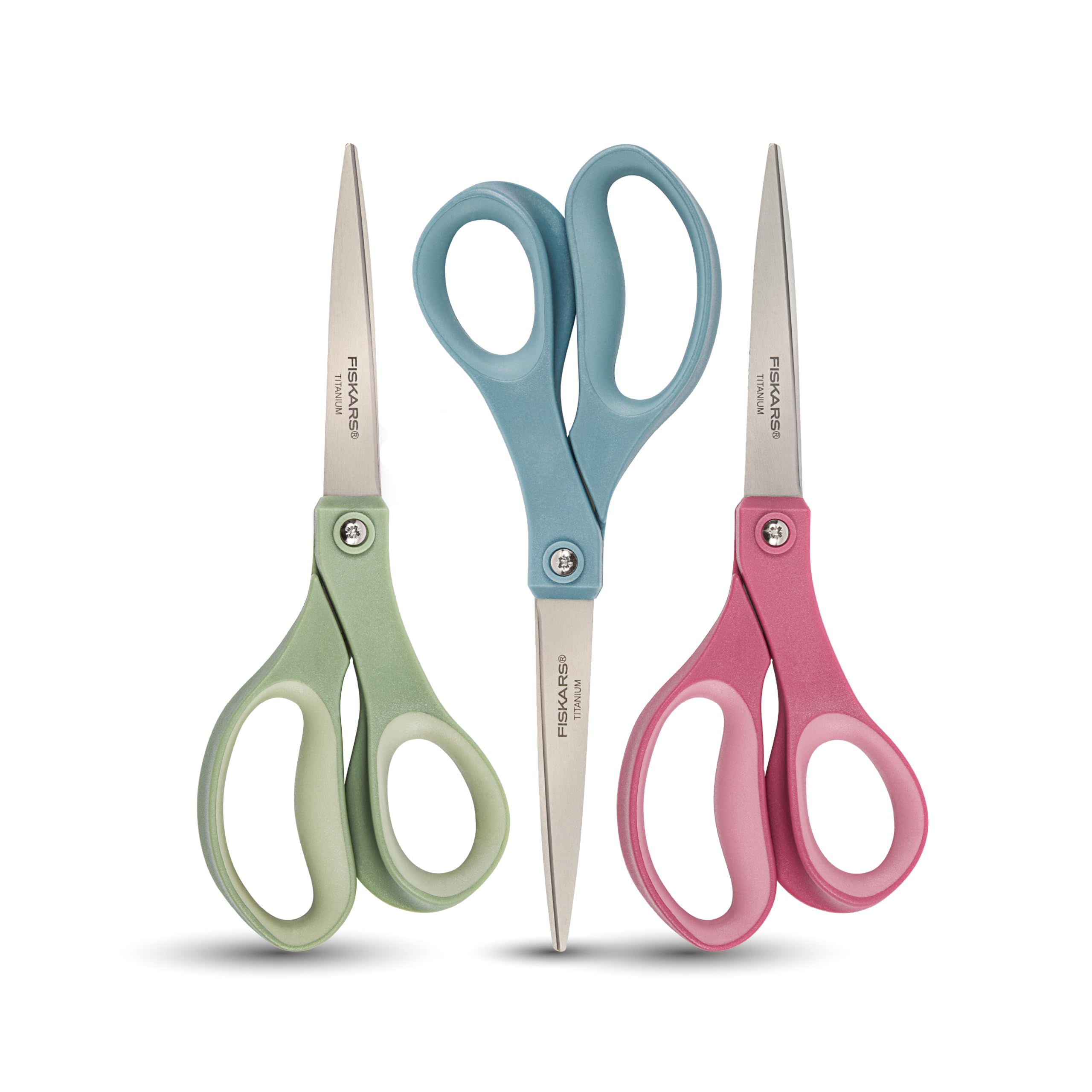 Fiskars 8 Inch Titanium Softgrip Scissors, Color 3 Pack