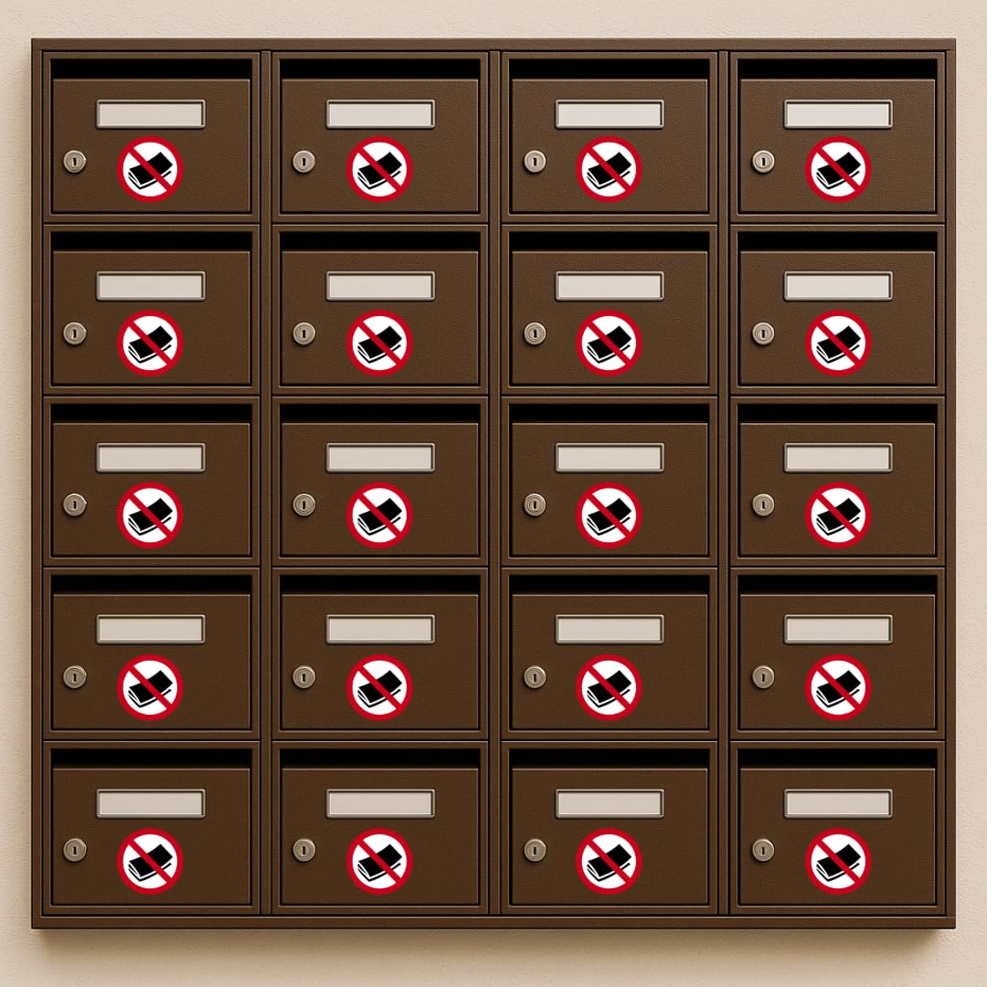 25 Pack/PAQUET DE 25 Autocollants Pas De Publicité Résistant À L'Eau/No JunkMail Mailbox Stickers Water Resistant (Small 2", 25, Count)