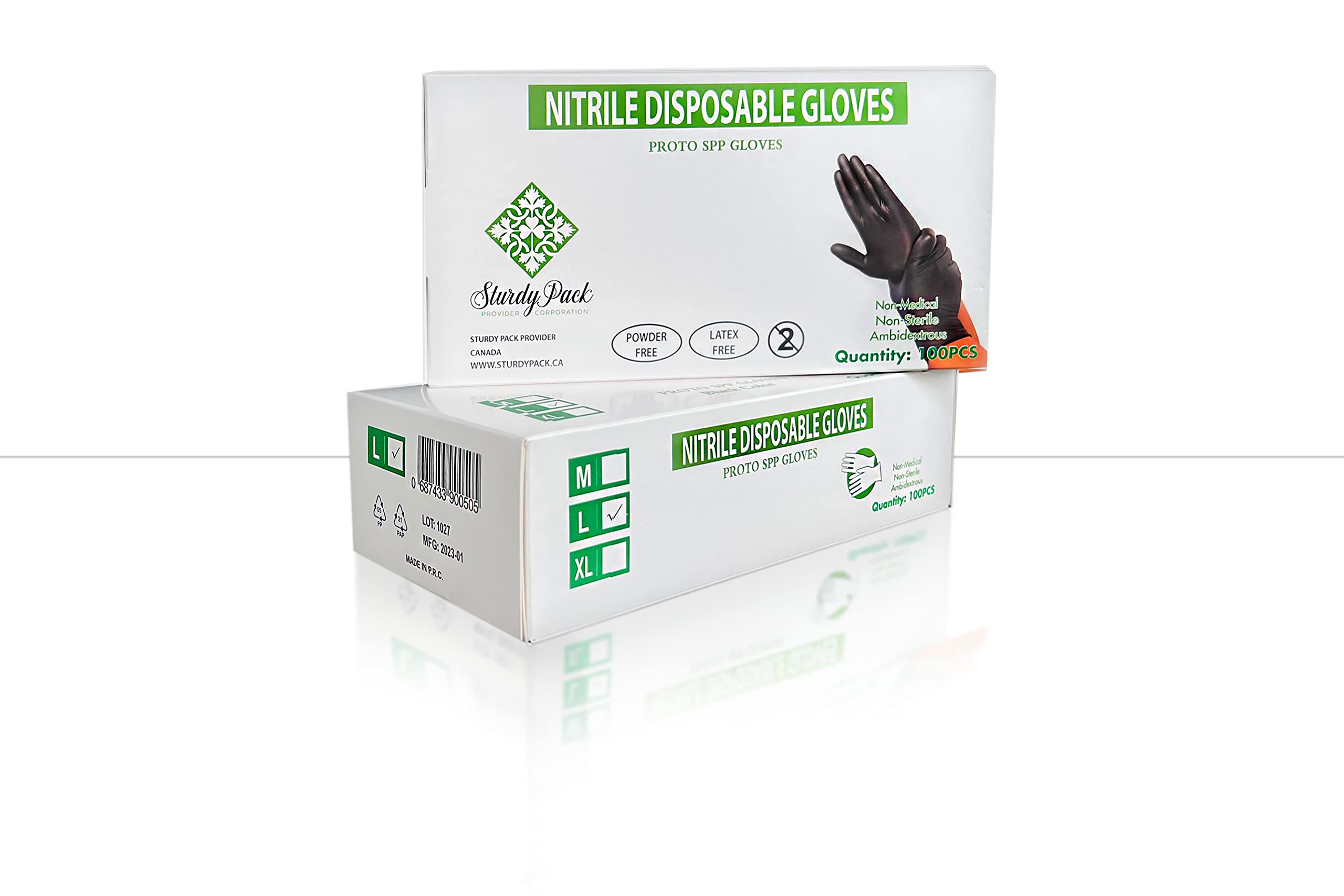 Sturdy Pack 6mil thick Disposable Nitrile Gloves- Powder & Latex Free- Textured Industrial &Household Gloves- Non-Sterile Work Gloves- Black- X-Large Size - 100 Pcs