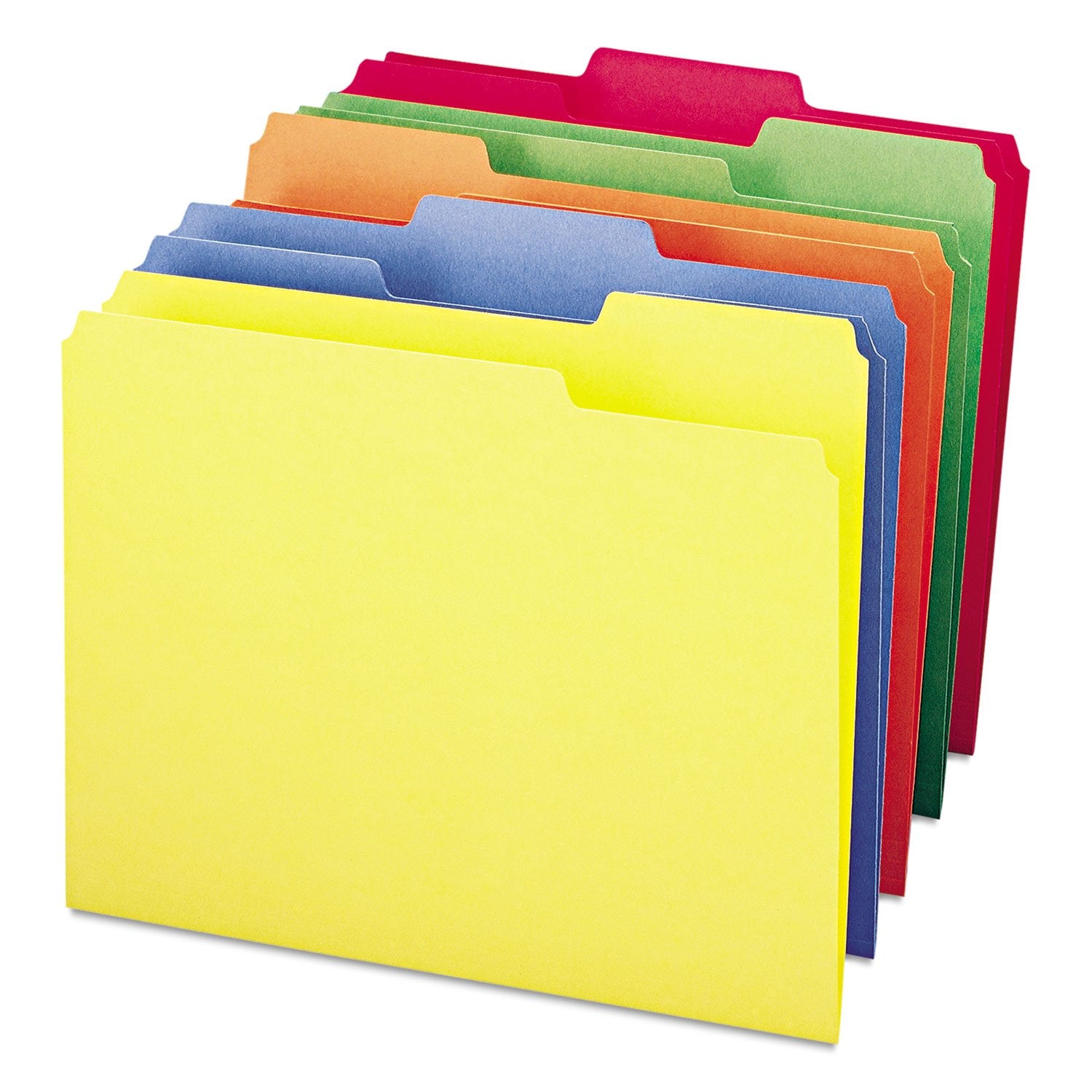 Smead File Folders, 100-Pack, Letter Size, 1/3-Cut Tab, Primary Assorted Colours, Blue Green Orange Red Yellow, Colour-Coded Filing for Home Office, School and Business Organization