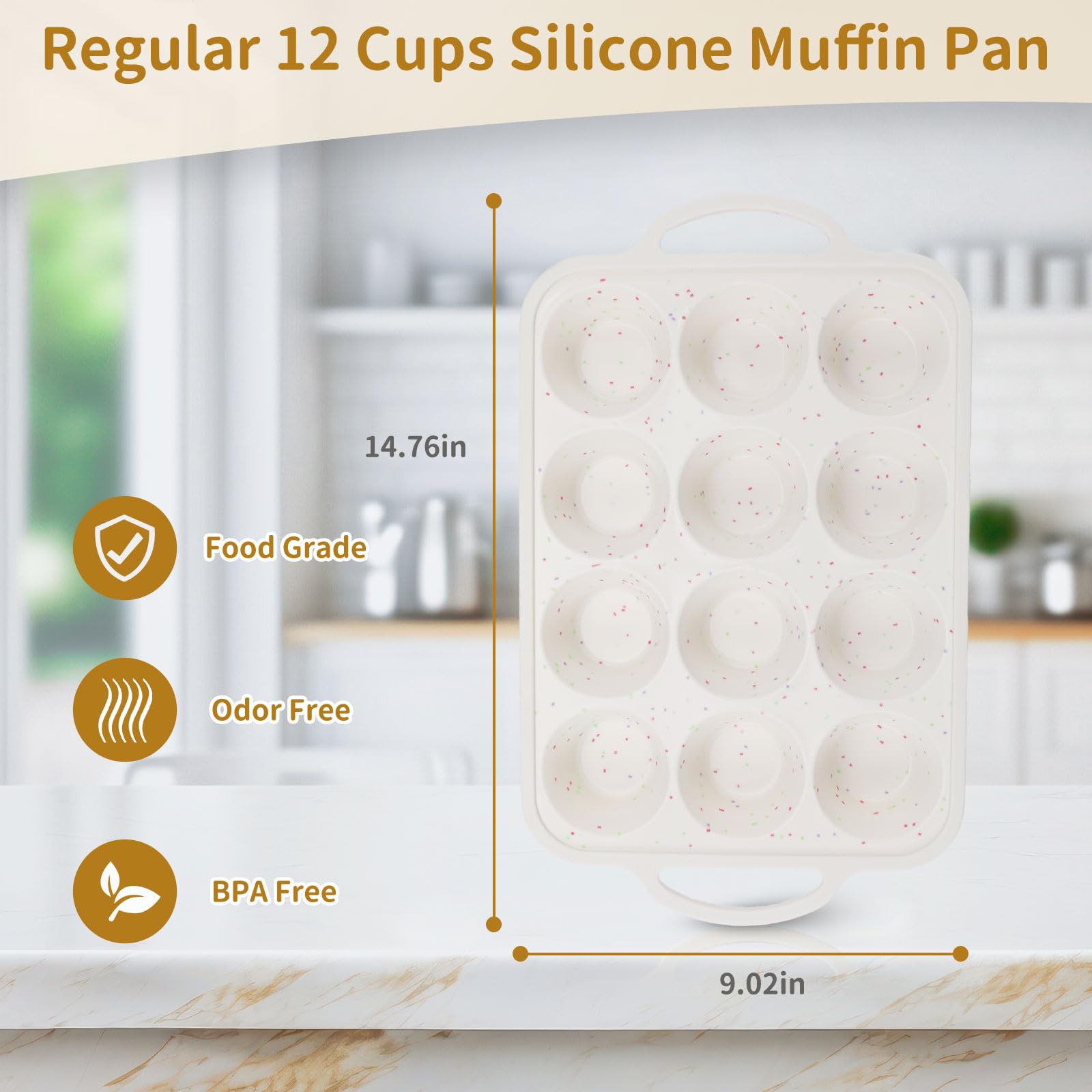 Silicone Muffin Tray(2-Pack) – Premium Heavy-Duty Silicone 12-Cup Muffin Pan for Baking, Non-Toxic,Nonstick & Easy Clean, Food Grade Cupcake Molds for Oven, Freezer & Dishwasher Safe