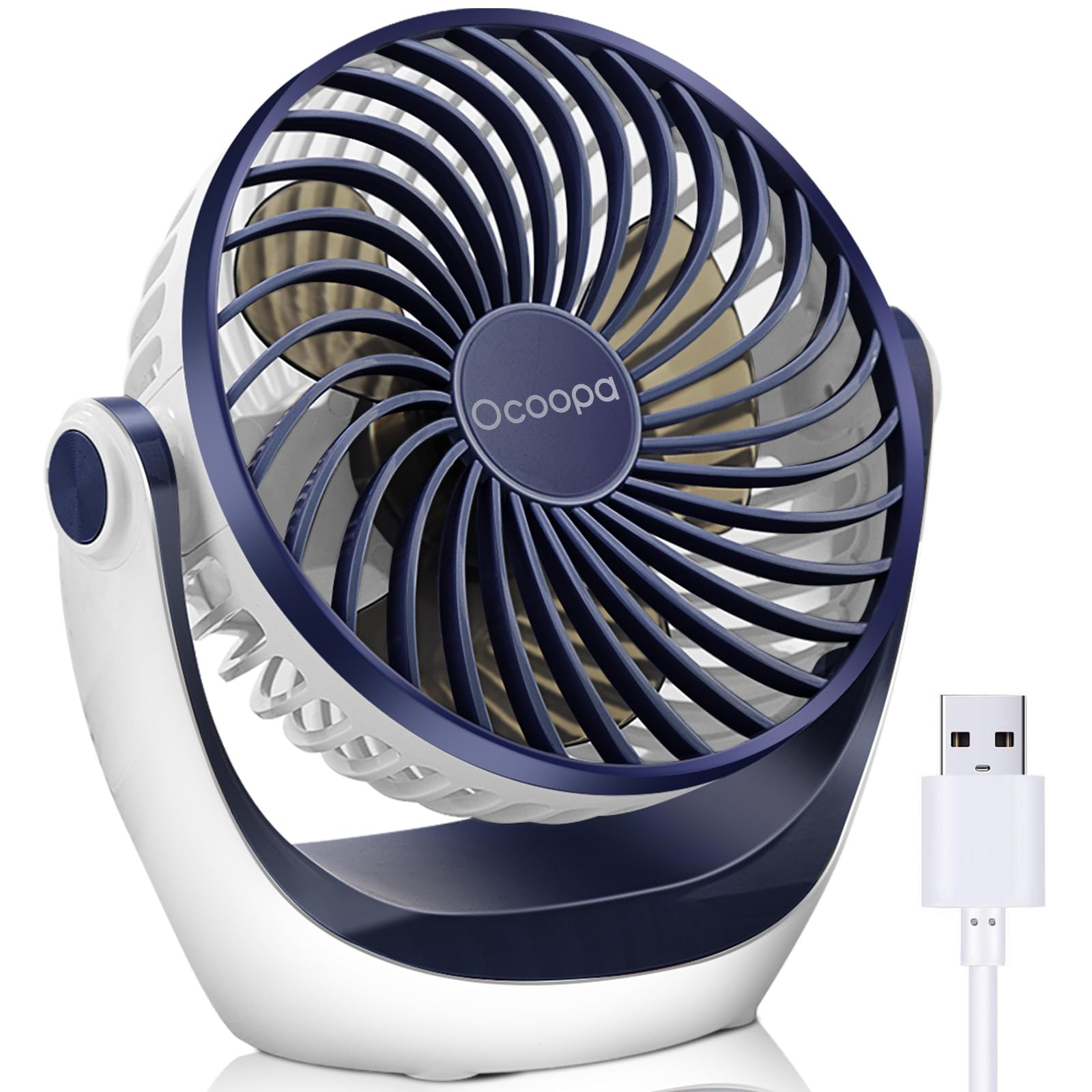 OCOOPA Small USB Desk Fan Table Fan 5'' with Strong Airflow & Quiet Operation, Portable Cooling Mini Fan 3 Speed, 360°Rotatable Head for Home Office Bedroom Desktop