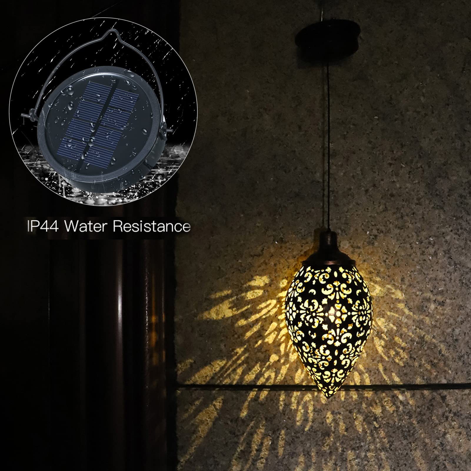 (1 Pack) Tomshine Hanging Solar Light, Solar Garden Lantern Outdoor, Solar Powered LED Lantern Light, Metal Decorative Lamp Waterproof for Outdoor Hanging Decor for Pathway Walkway Garden Yard