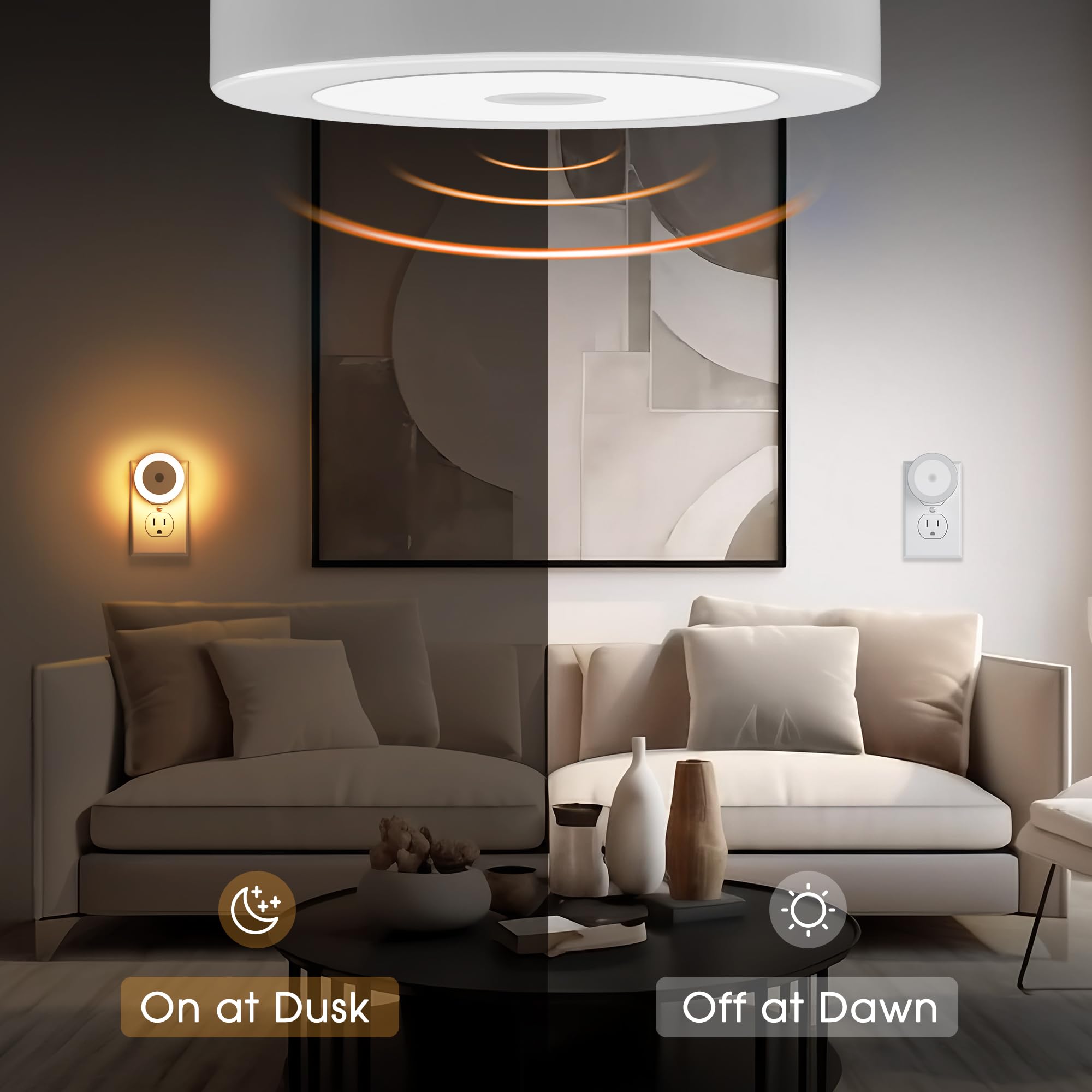 Briignite Night Light, Plug into Wall [2Pack] with Light Sensors, LED Night Light for Kids Room, Baby, Bathroom Night Light, Stair, Hallway Light, Warm White