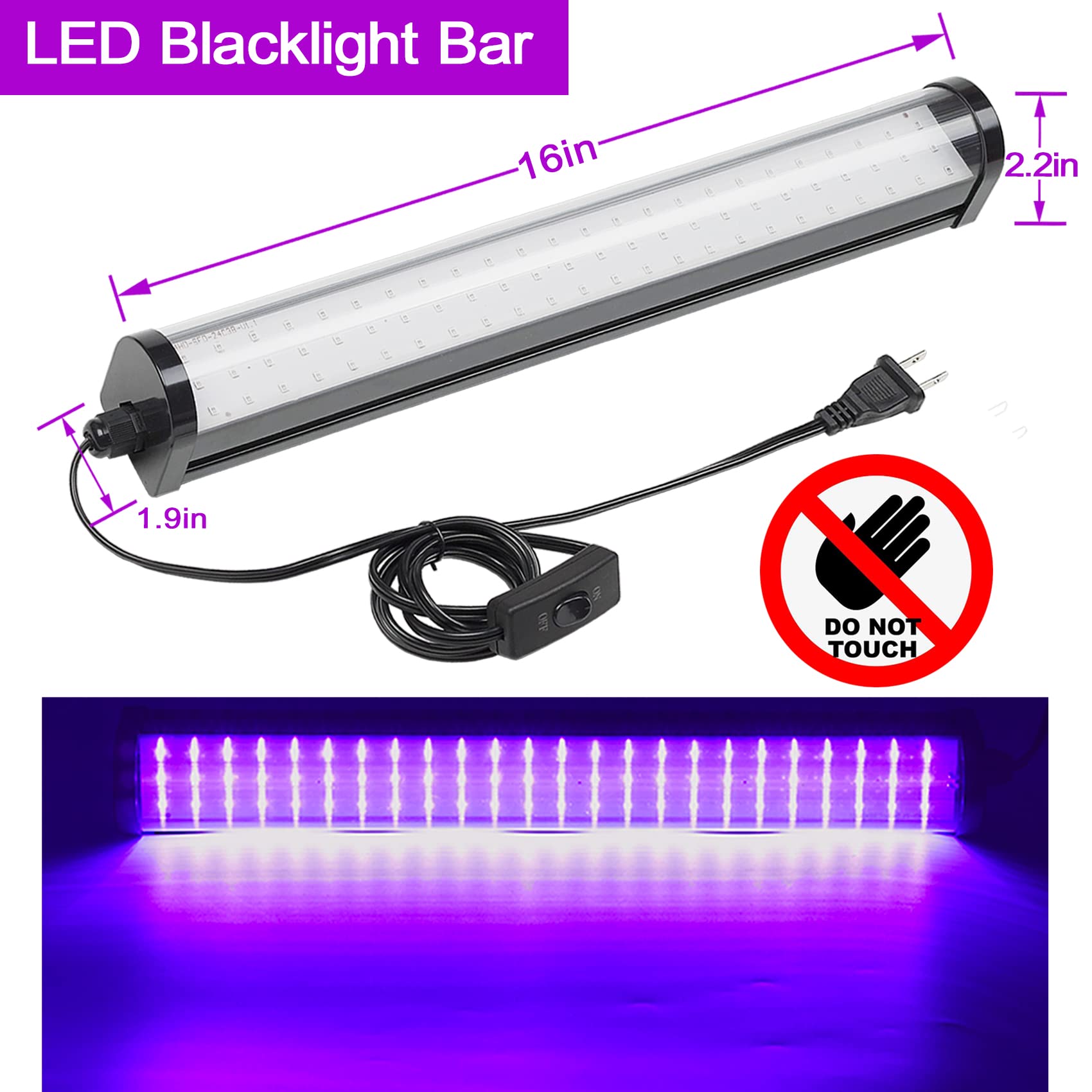 CICINY 25W LED Black Light Bar - 72 UV Big LED Chip 395-405 nm, Black Lights for Glow Party, Fluorescent Posters, Body Painting, Halloween