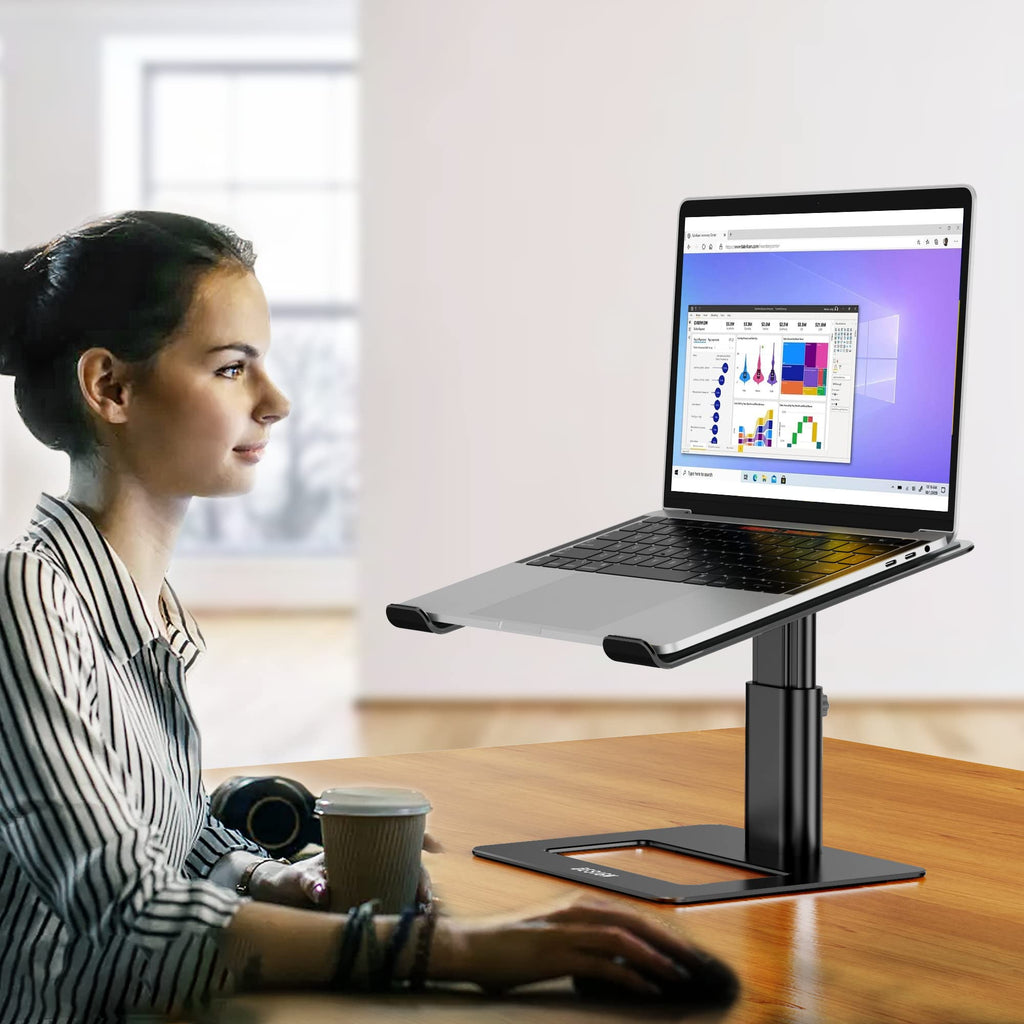 Besign LSX3 Aluminum Laptop Stand, Ergonomic Adjustable Notebook Stand, Riser Holder Computer Stand Compatible with Air, Pro, Dell, HP, Lenovo More 10-15.6" Laptops (Black)