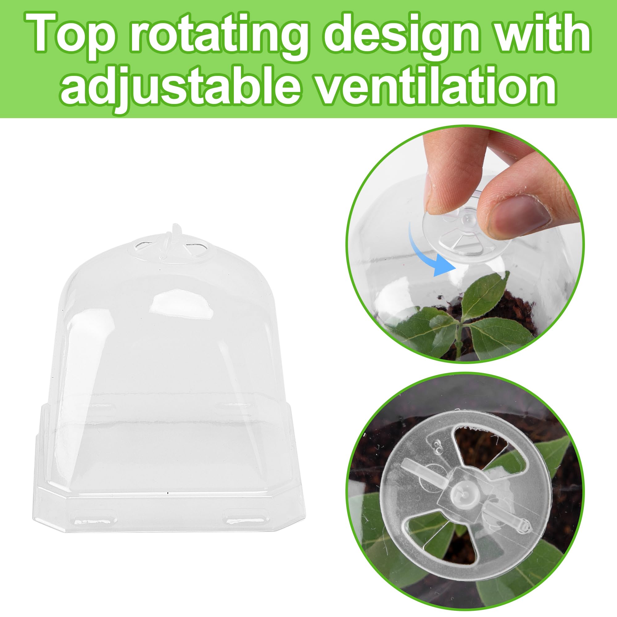 EBaokuup 10pcs Clear Plant Nursery Pots with Humidity Dome - 3" Durable Plastic Gardening Pot with Labels, Small Plant Container for Seedlings/Vegetables/Succulents/Cuttings (3“-10pcs)