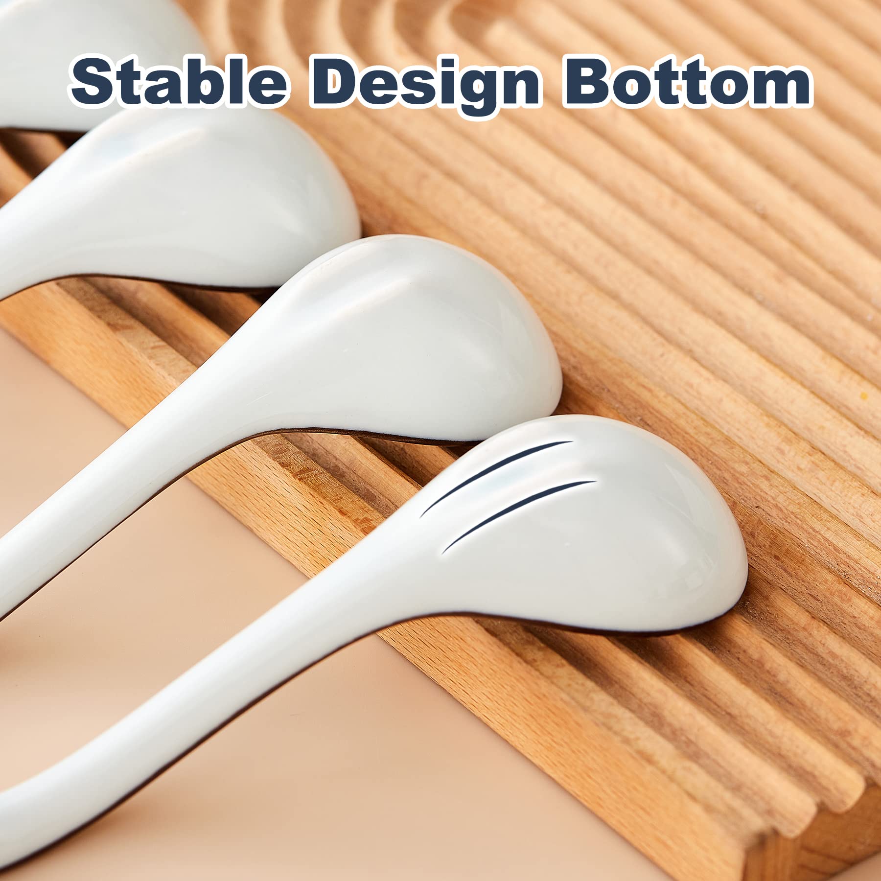 Asian Soup Spoons Set of 4, Ceramic Ramen Soup Spoon with Long Hook Handle, Deep Asian Spoon for Pho, Chinese Wonton, Dumplings, Japanese Miso, Udon, Dishwasher Safe, Blue and White