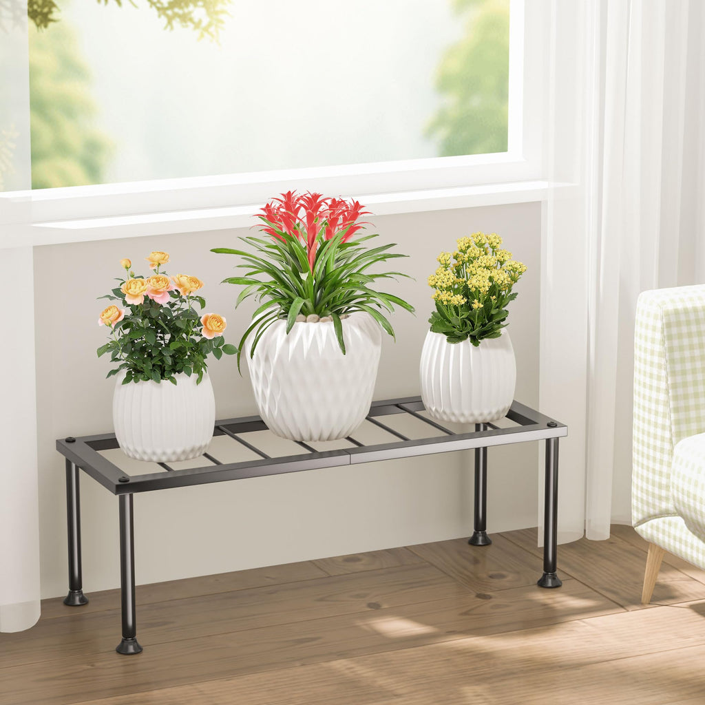 Josmimic 1 Tier Plant Stand - Ladder Plant Holder - Metal Plant Shelf Multiple Flower Pot Holder Flower Pot Holder for Indoor Corner Clearance Outdoor Outside Courtyard.