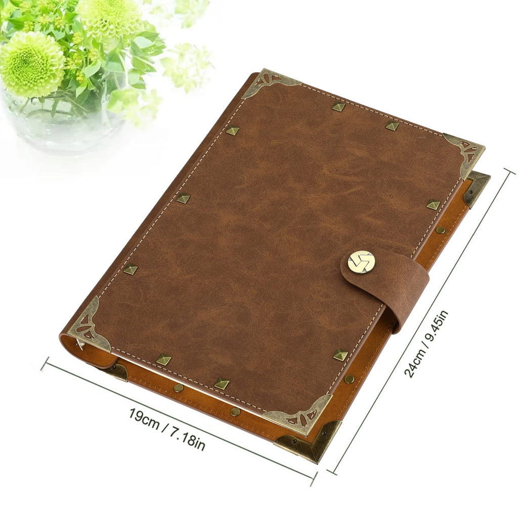 SEEHAN A5 Binder Journal Notebook 6 Rings Binder Vintage Leather Blank Writing Journals Sketchbook Travel Journal 200 Pages