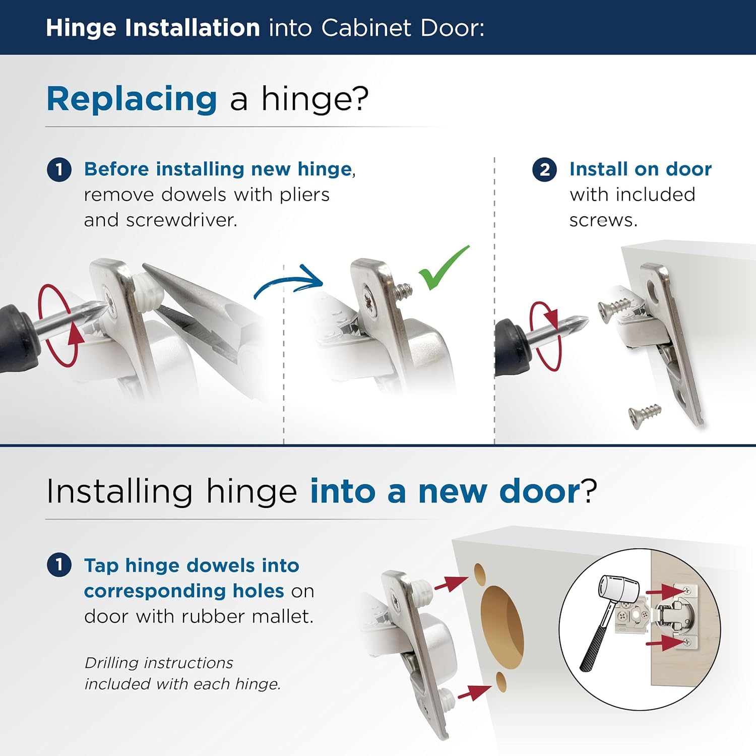 Amerock 2 Pack 135 Degree Lazy Susan Bi-Fold Door Euro Concealed Cabinet Hinge, Corner Cabinet