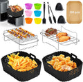 15 Pcs Air Fryer Accessories Set for Ninja Foodi DZ201C DZ401 Compatible Ninja DZ550 Foodi, Silicone Air Fryer Liners for SL401 DoubleStack XL for 8-10QT Air Fryer Basket