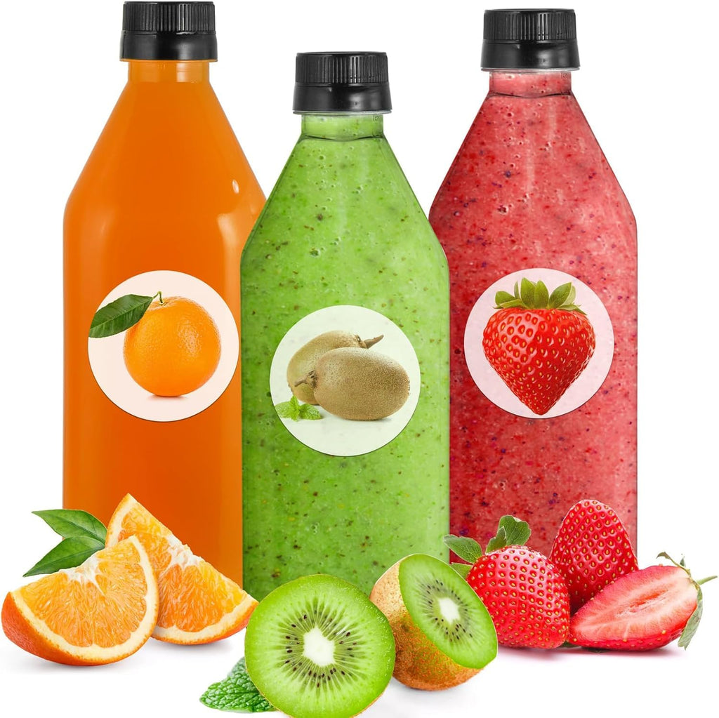 Coloch 10 Pack 33 Oz Plastic Juice Bottles with Black Caps, 1L Empty Clear Reusable Drink Container Beverage Containers for Water, Juice, Beverage, Cold Drinks, Picnic, Business and Home Use