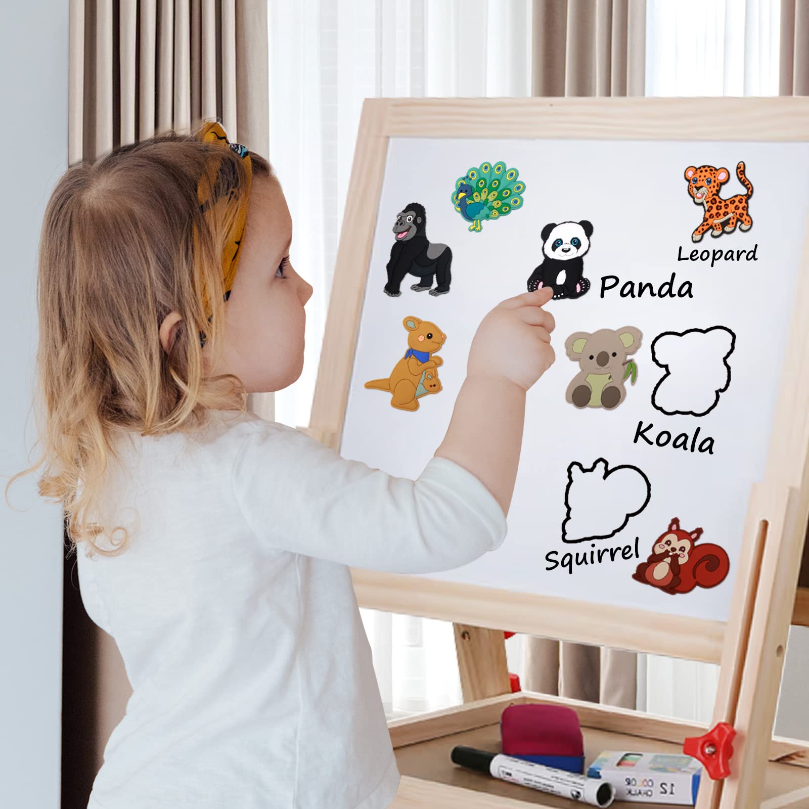 Fridge Magnet for Toddlers 1-3, Full Back Magnetic Rubber Cute Animals Refrigerator Magnets for Kids Magnets for Fridge Toddler Magnets for Refrigerator Baby Educational Learning Toy Children Gift