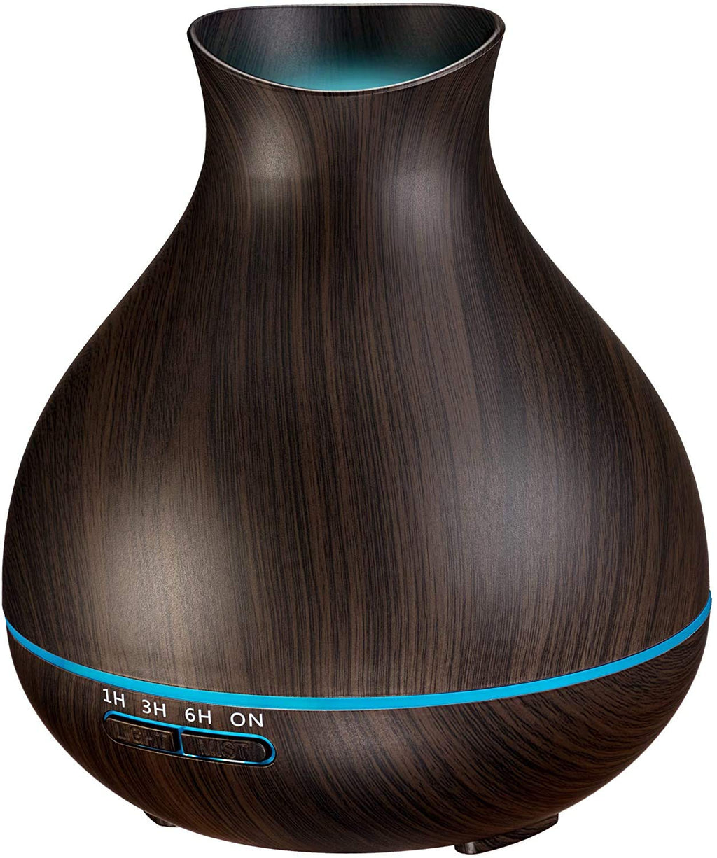 BZseed Aromatherapy Essential Oil Humidifier 550ml 12 Hours High Output for Large Room, Home, Waterless Auto-Off, 7 Color LED Lights Wood Grain Ultrasonic Cool Mist Diffusers,