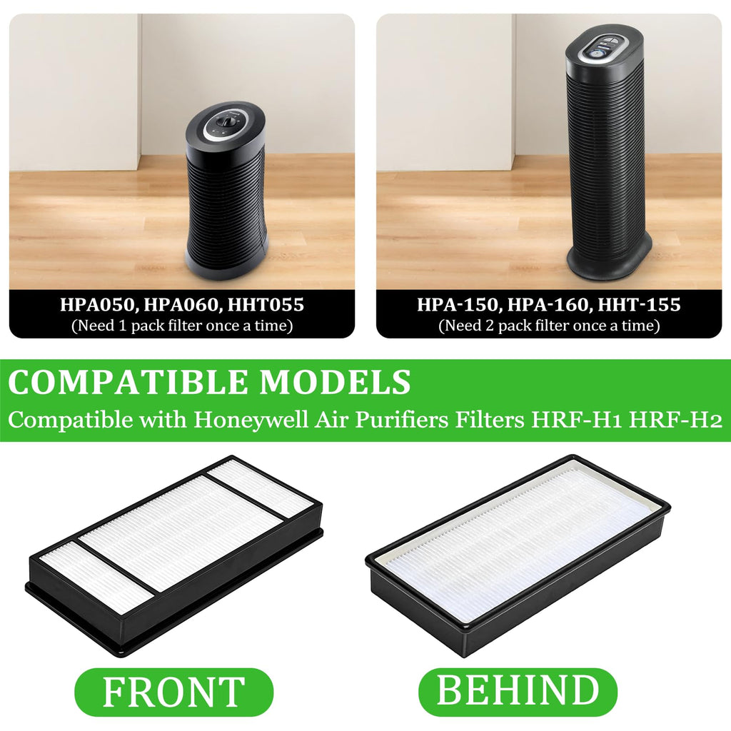 4 HEPA Replacement Filter H and 8 Carbon Pre Filter B Compatible with Honeywell Air Purifiers HRF-H1 HRF-H2 HRF-B2C, Compatible with Honeywell HPA050, HPA060, HPA150, HPA160, HHT055, HHT155 Series