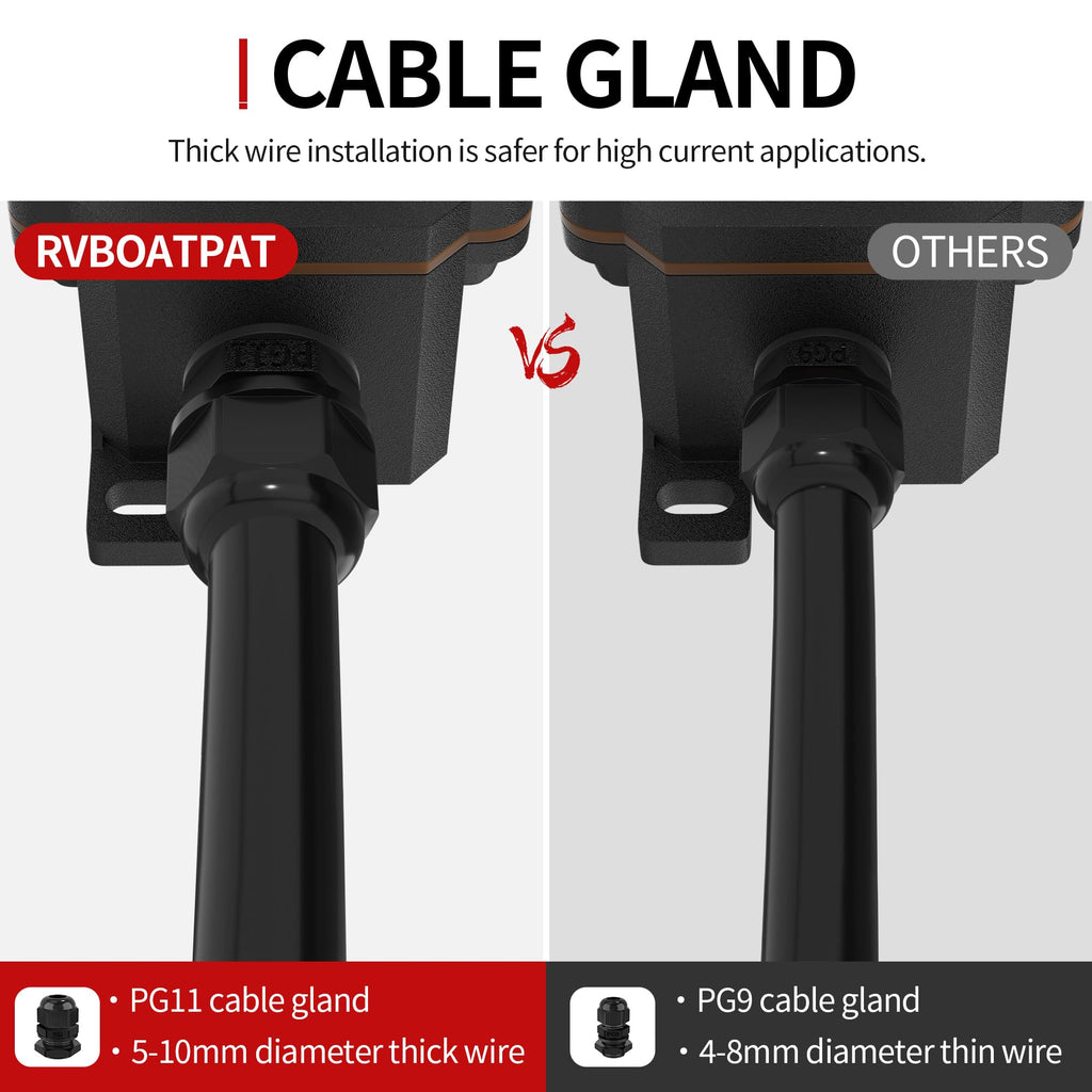 RVBOATPAT Inline Cord Switch 12V 20A DC Waterproof Inline Switch IP66 Red Lighted 2 Position 4 Pin DPST with 14 AWG Wire Outdoor Power Lamp ON/Off Switch KCD2