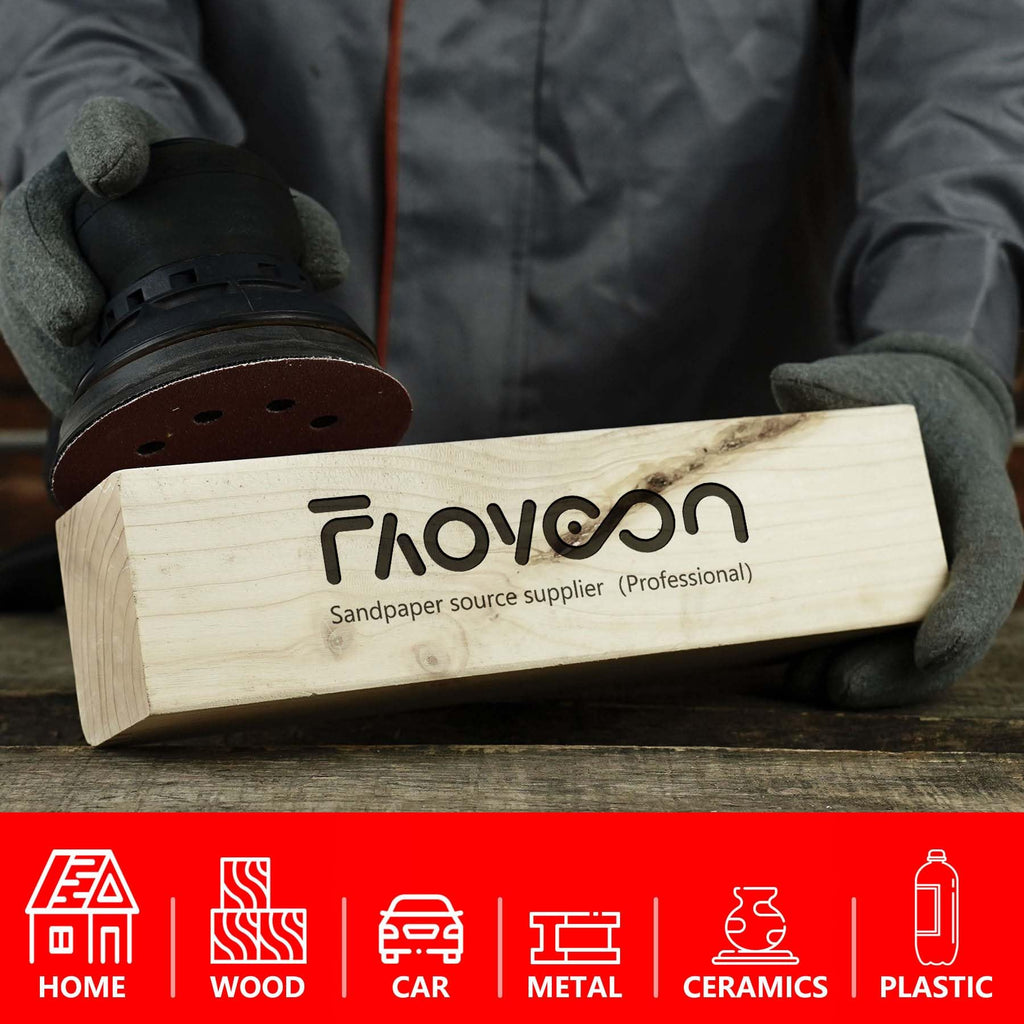 Faoyoon Sanding Disc 5 Inch 8 Hole, 100 Pcs Orbital Sanding Discs Hook and Loop, Sandpaper for Wood, 80 Grit Sand Paper for Random Orbital Sander