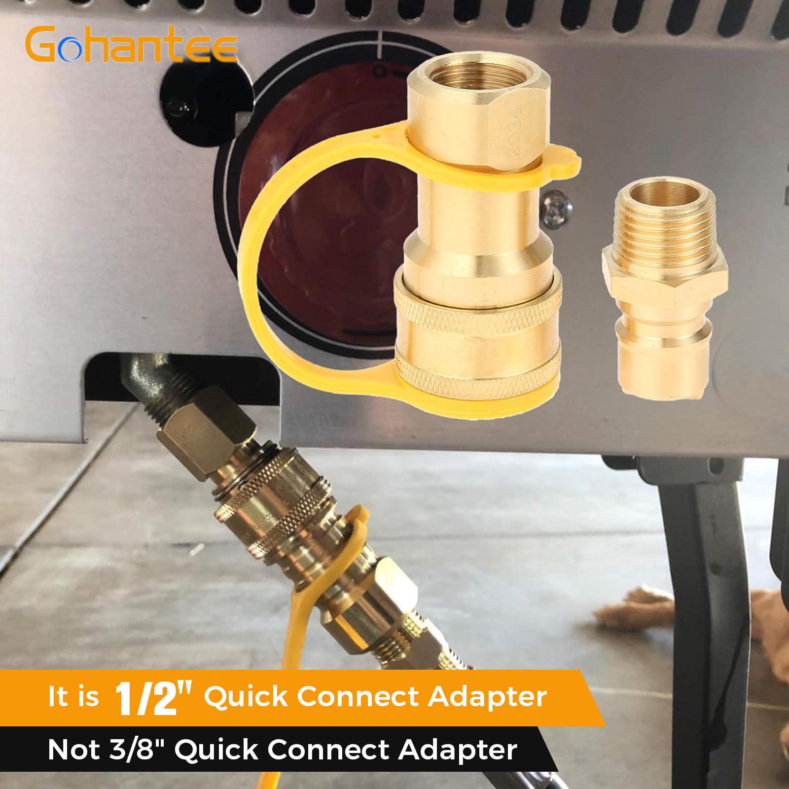 1/2" Gas Quick Connect Kit, Disconnect Connector with Male Insert Plug, Solid Brass 1/2 inch Natural Gas Propane Quick Connect Adapter