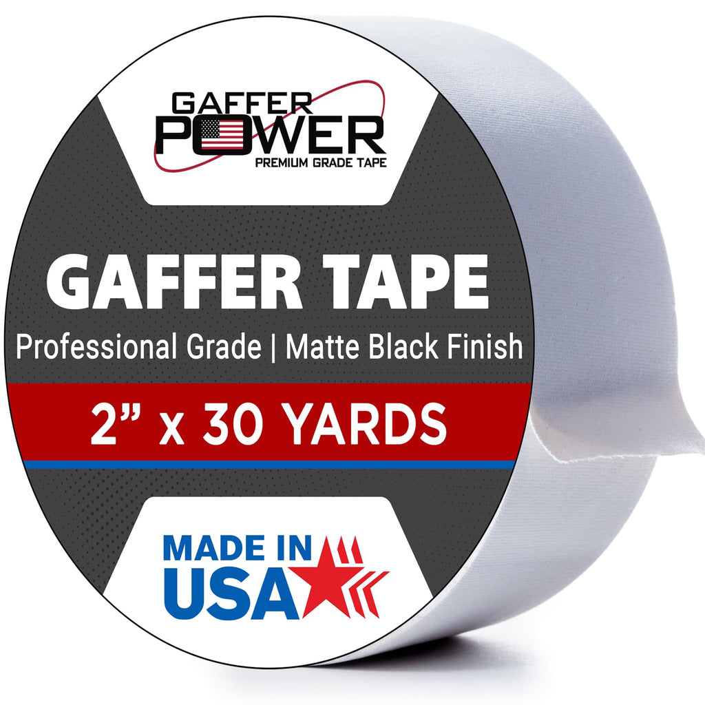 Real Premium Grade Gaffer Tape by GafferPower® - Made in the USA - White 2 in X 30 yds – Heavy Duty Gaffer's Tape - Non-Reflective - Multipurpose - Better Than Duct Tape (White)