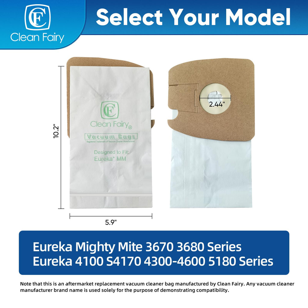 15Pack CF Clean Fairy Vacuum Cleaner Bags Compatible with Eureka Mighty Mite 3670 and 3680 Canister models Replacement for Eureka MM 60295A 60295B