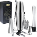 Boston Cocktail Shaker Set|8pcs Cocktail Making Set Stainless Steel Shakers|Bartender Kit Bar Tool Set with Strainer, Pourers, Muddler, Double Jigge (Boston Cocktail Shaker)