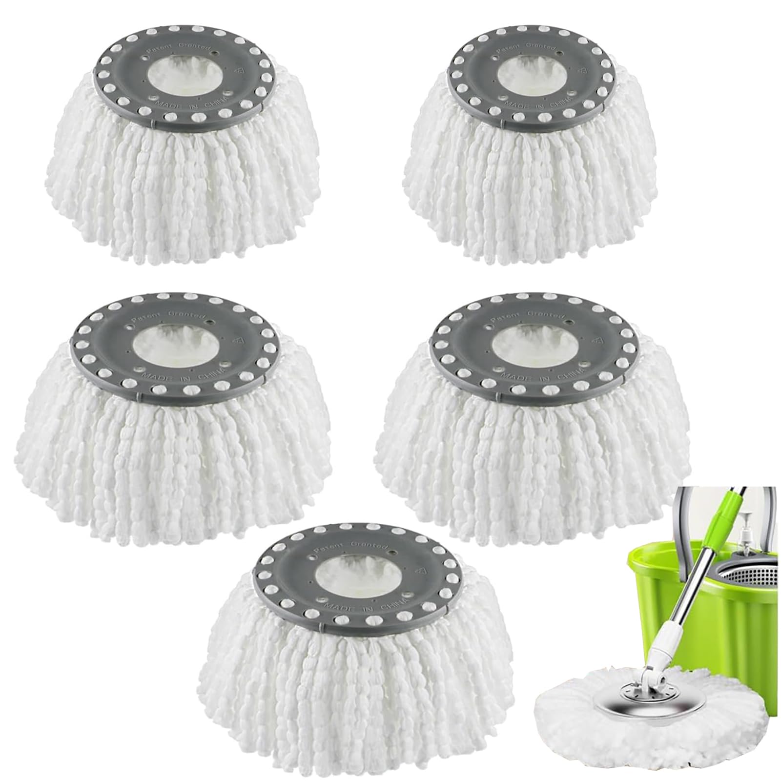Spin Mop Heads Replacement Refill for Old Hurricane Mr.Clean,5 PCS 360 Spin Magic Rotating Round Mop Microfibre Universal Spin Mop Heads Clean Mop Head Refill for Standard Mops
