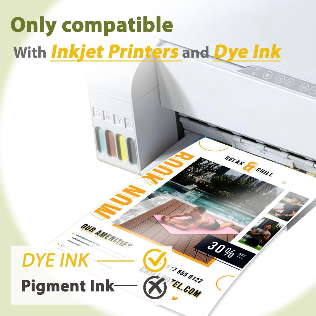 Koala Double Sided Glossy Inkjet Brochure Paper 8.5X11 Inches Thin 37lb 140gsm 100 sheets for Inkjet Printer Dye Ink for Photo Flyer Calendar Magazine Printing
