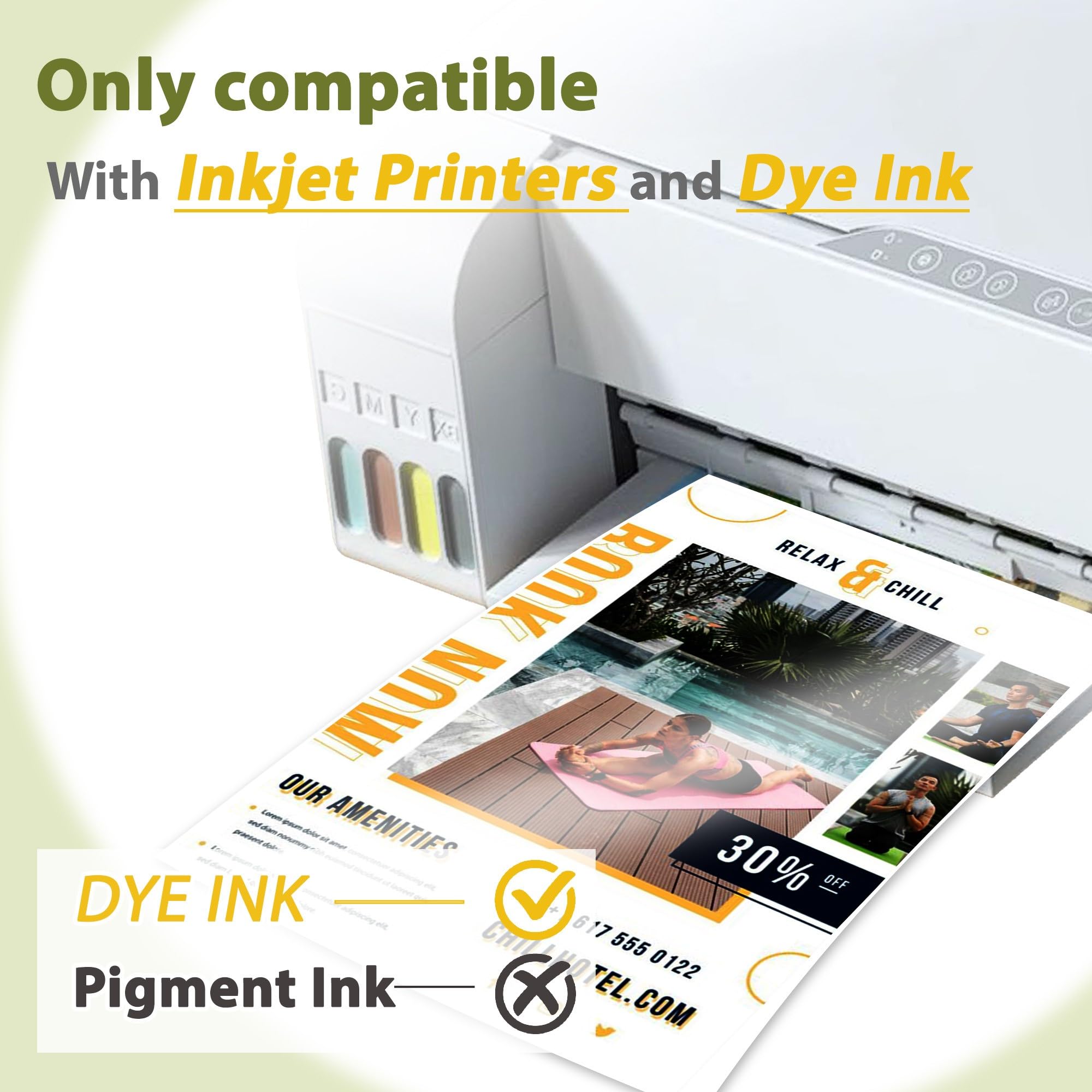 Koala Double Sided Glossy Inkjet Brochure Paper 8.5X11 Inches Thin 37lb 140gsm 100 sheets for Inkjet Printer Dye Ink for Photo Flyer Calendar Magazine Printing