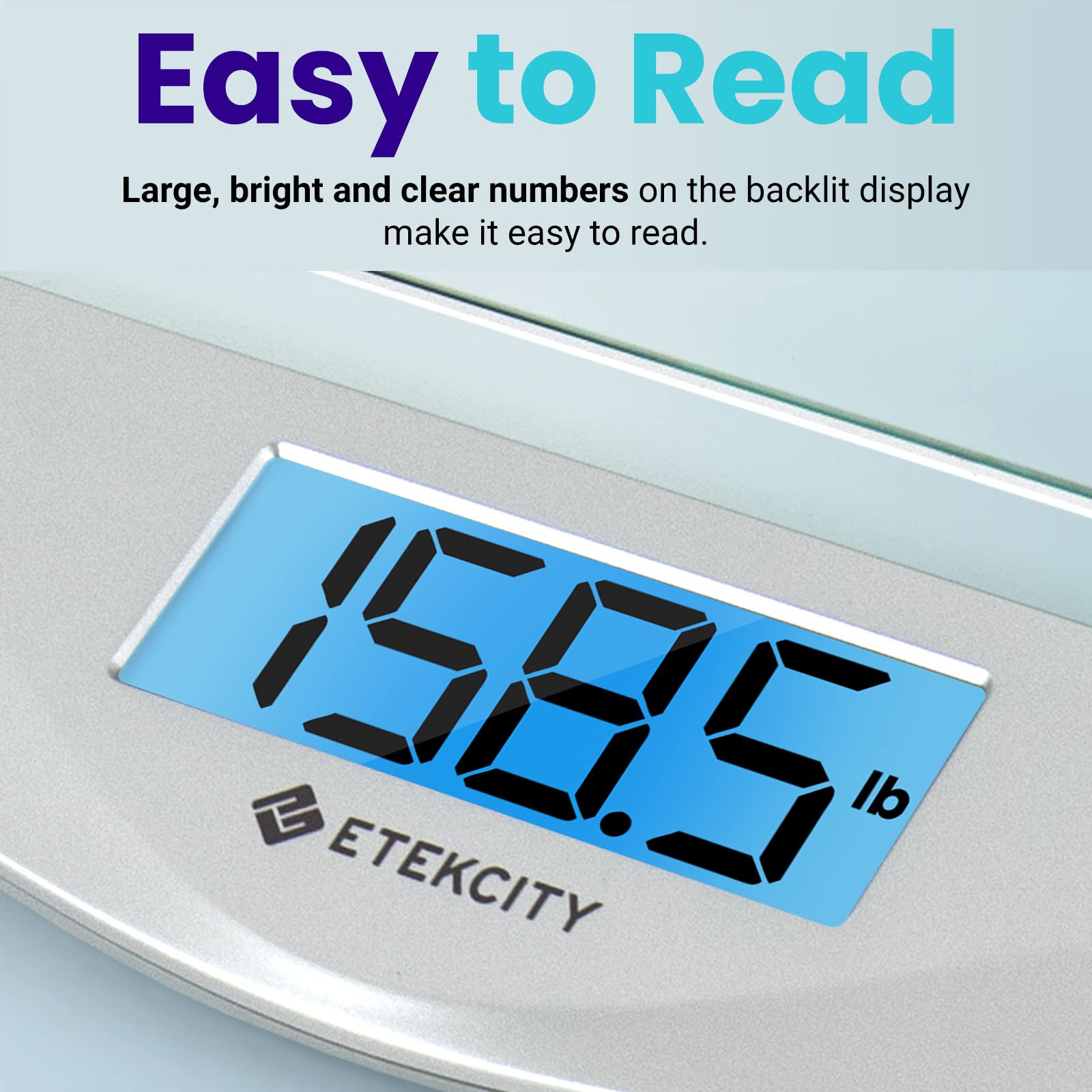Etekcity Digital Body Weight Bathroom Scale, Large Blue LCD Backlight Display, High Precision Measurements,6mm Tempered Glass, 400 Pounds